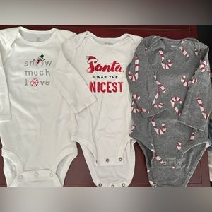 Set of 3 long sleeve bodysuits, Christmas/winter themed, 12 month